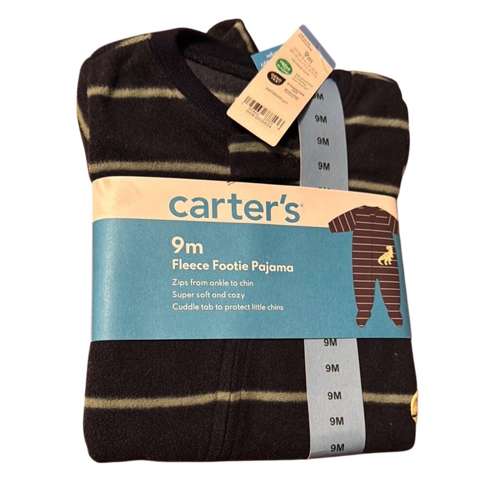 NWT Carter's Navy Fleece Footie Dinosaur T-Rex‎ Pajama